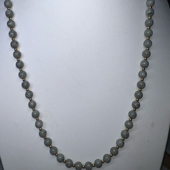 Monet Vintage Marbleized Gray‎ Glass Bead Necklace - Picture 4 of 8